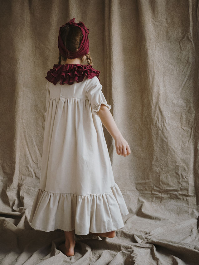 VESTIDO TRINIDAD LARGO M/F cotton tostado con colores algodón (sin cintas)