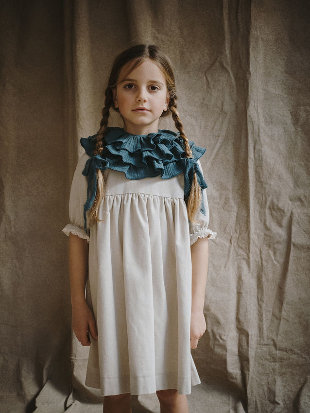 VESTIDO TRINIDAD CORTO M/F cotton tostado con colores algodón (sin cintas)