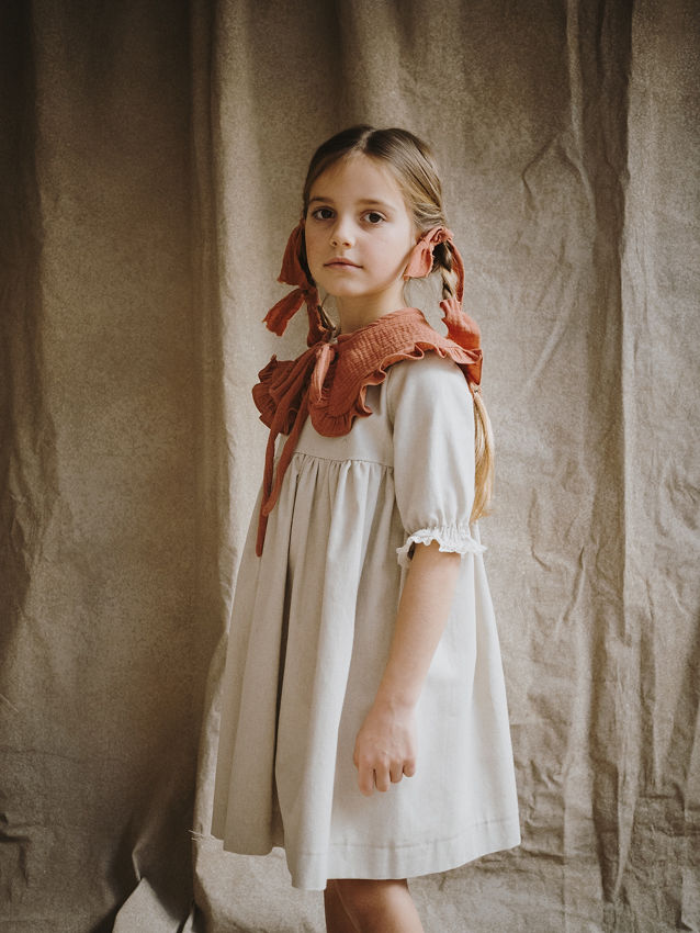 VESTIDO CORTO 2 OREJAS. COTTON TOSTADO M/F CON ALGODON