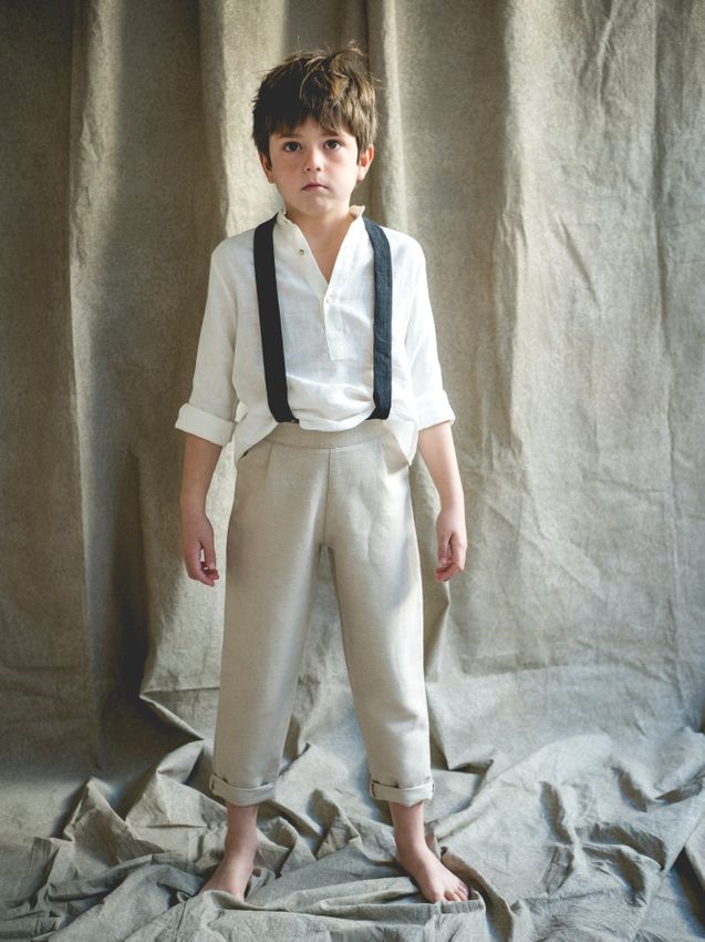 3.9.0 PANTALÓN LARGO COTTON TOSTADO CON TIRANTES ALG. NEGRO